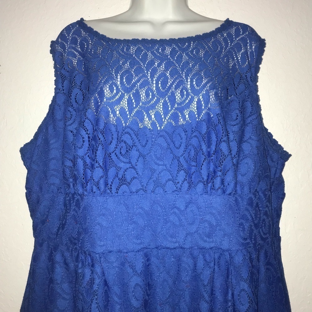 Dressbarn Blue Overlay Lace Dress 20 - Picture 3 of 7